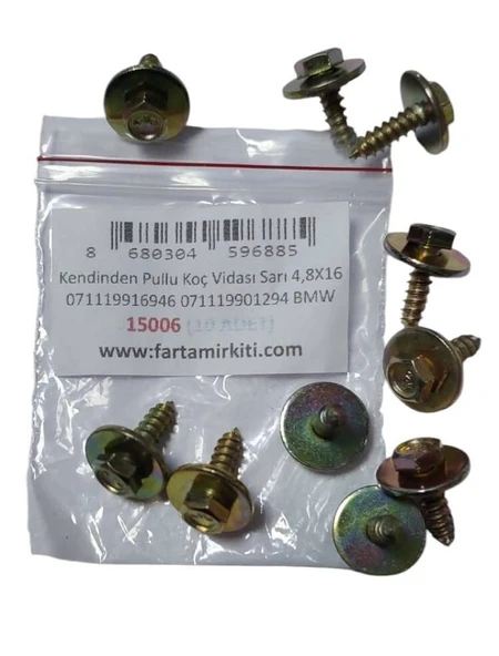 Kendinden Pullu Koç Vidası Sarı 4,8X16 071119916946 071119901294 BMW (10 ADET) 15006 ürün görseli