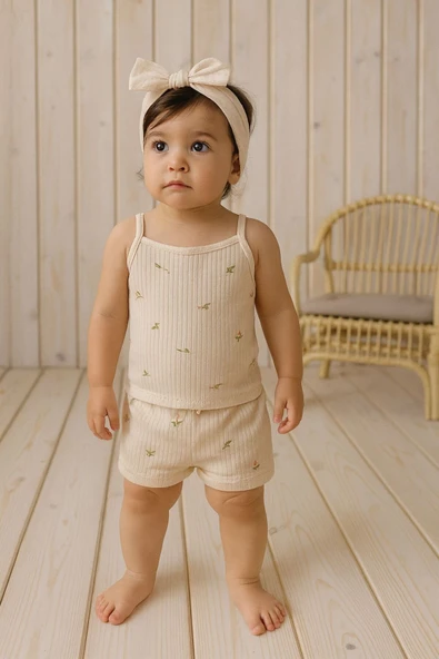 Kız Çocuk İp Askılı Ribana Atlet 6'lı Set Pamuklu Rahat Kumaş Desenli ve Renkli - Resim 2