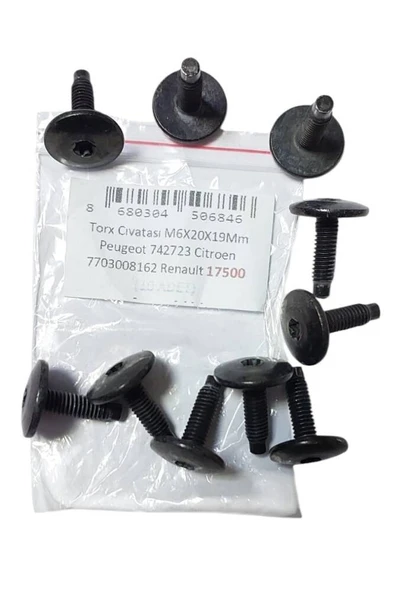 Cıvata Trox M6x20x19mm Peugeot 742723 Citroen 7703008162 Renault (10 ADET) 17500 MARKA İLE UYUMLU