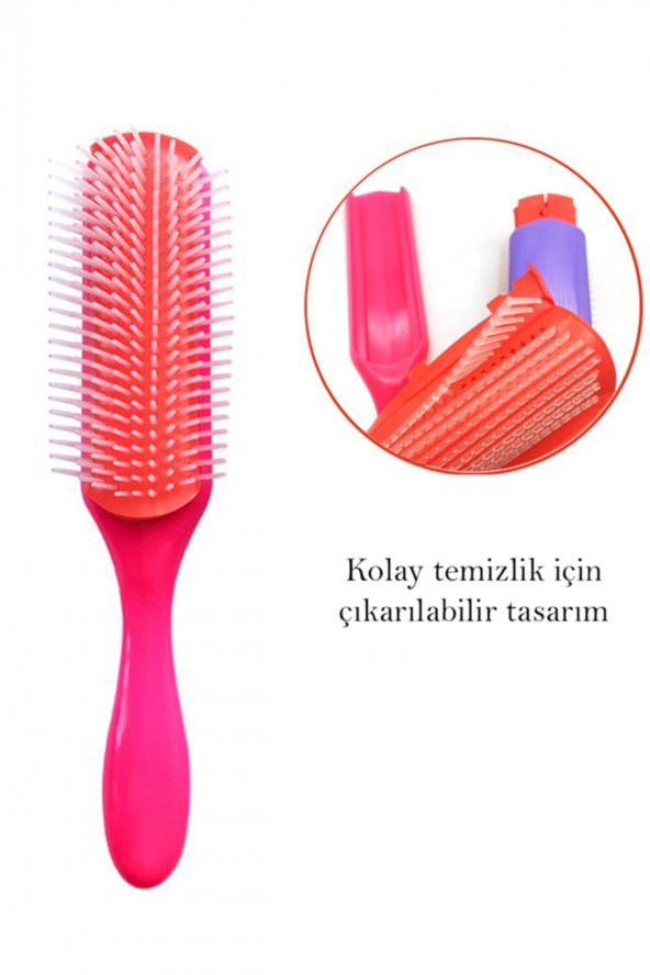 Styling Brush 9 Sıra Şekillendirme Fırçası Curly Girl Kıvırcık Kız Metodu Fırçası PEMBE - 3