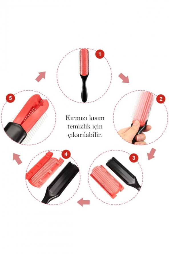 Styling Brush 9 Sıra Şekillendirme Fırçası Curly Girl Kıvırcık Kız Metodu Fırçası PEMBE - 7