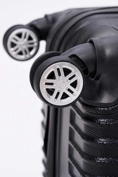 4'lü Valiz Seti Elatae Valiz Büyük - Orta - Kabin Boy ve Makyaj Siyah 1020 - Resim 6