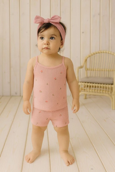 Kız Çocuk İp Askılı Ribana Atlet 6'lı Set Pamuklu Rahat Kumaş Desenli ve Renkli - Resim 6