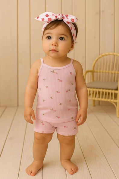 Kız Çocuk İp Askılı Ribana Atlet 6'lı Set Pamuklu Rahat Kumaş Desenli ve Renkli - Resim 5