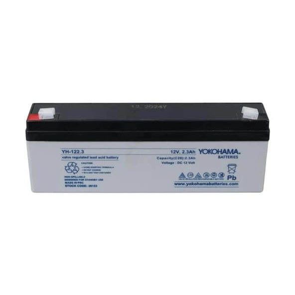 Yokohama YH-122.3 12 Volt - 2.3 Amper Yatık Uzun Akü (176x61x33 mm) - Resim 3