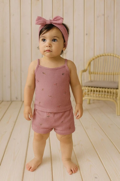 Kız Çocuk İp Askılı Ribana Atlet 6'lı Set Pamuklu Rahat Kumaş Desenli ve Renkli - Resim 4