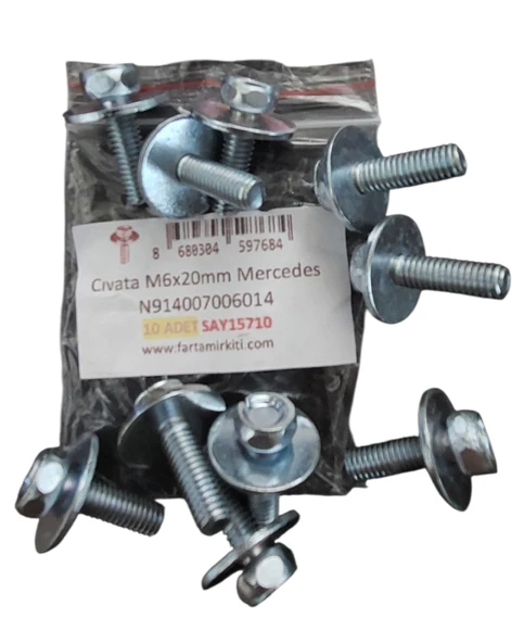 Cıvata M6x20mm Mercedes N914007006014 (10 ADET) 15710 MARKA İLE UYUMLU