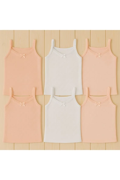 Kız Çocuk Jakarlı İp Askılı Atlet 6'lı Set - Rahat ve Nefes Alabilen Yazlık Atlet 3 Renk ürün görseli