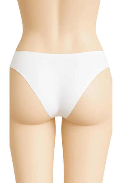 Kadın Bikini Külot 3'lü Set Beyaz Renk Dikişsiz Lazer Kesim Bel Lastikli - Resim 3