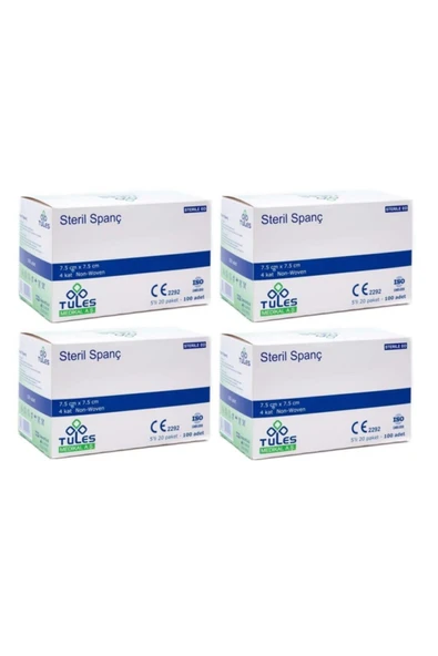 Tules Steril Spanç Emici Kompres 7,5 X 7,5cm 100 X 4 - 400 Adet