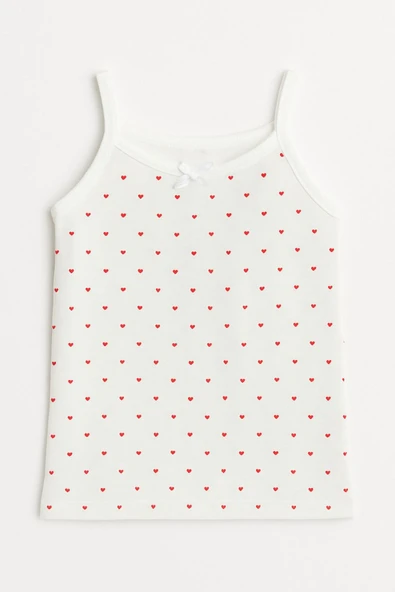 Kız Çocuk İp Askılı Atlet 6'lı Set Emprime Desenli Pamuklu - Resim 2