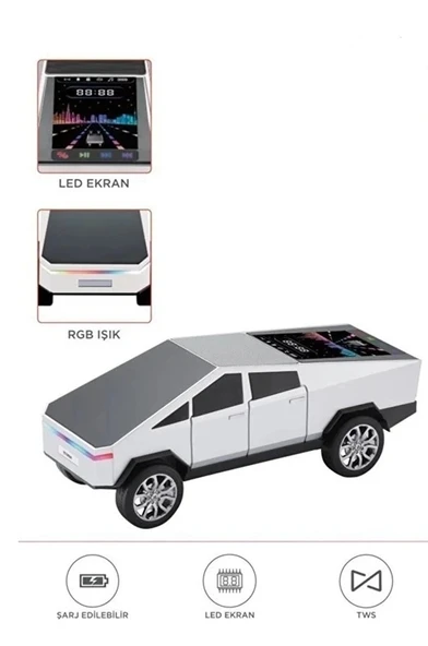 D68 Cyber Model Araba Tasarımlı Bluetooth Hoparlör 15w Güçlü Ses Rgb Led /tws/usb Beyaz