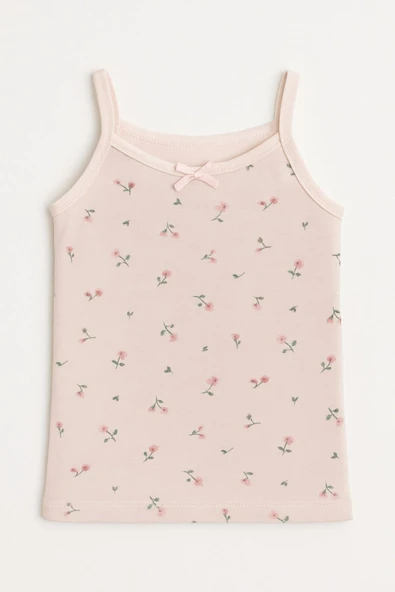 Kız Çocuk İp Askılı Atlet 6'lı Set Emprime Desenli Pamuklu - Resim 5