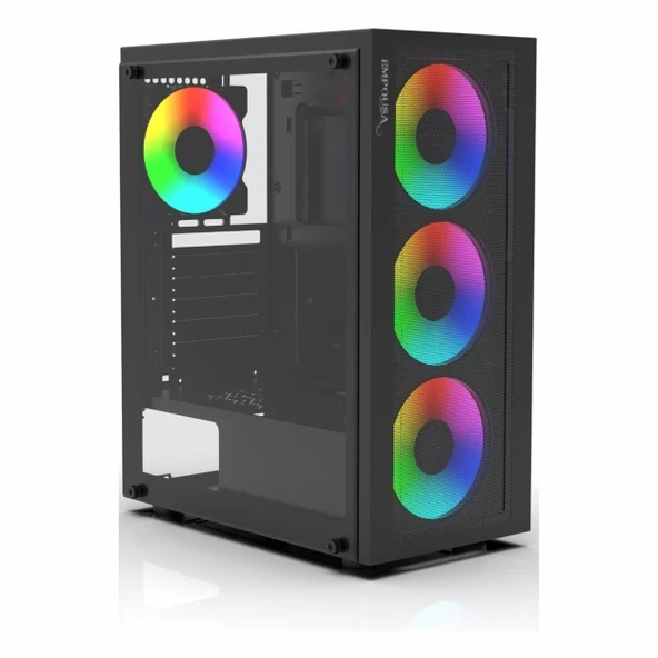 Inca Empousa EMG-15XN 650W USB 3.2 ARGB ATX Mid Tower Siyah Kasa ürün görseli 1