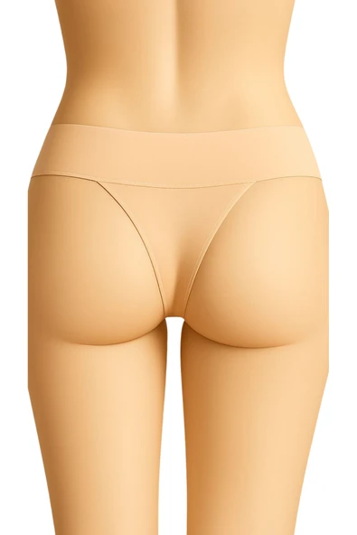 Kadın Tanga Külot 3'lü Set Ten Rengi Dikişsiz Lazer Kesim - Resim 3