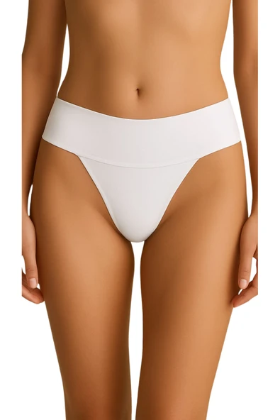 Kadın Tanga Külot 3'lü Set Dikişsiz Lazer Kesim, Ten,Siyah ve Beyaz Renk - Resim 3