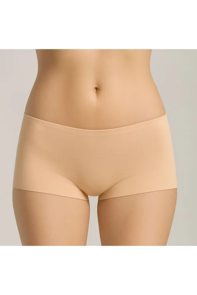 Şort Dikişsiz Lazer Kesim – Yüksek Bel Lastikli Beyaz Rahat Kadın İç Giyim 3’lü Set Ten Rengi ürün görseli