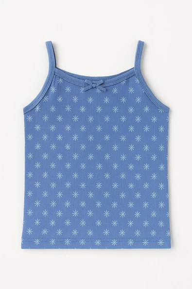 Kız Çocuk İp Askılı Atlet 6'lı Set Emprime Desenli Pamuklu - Resim 4