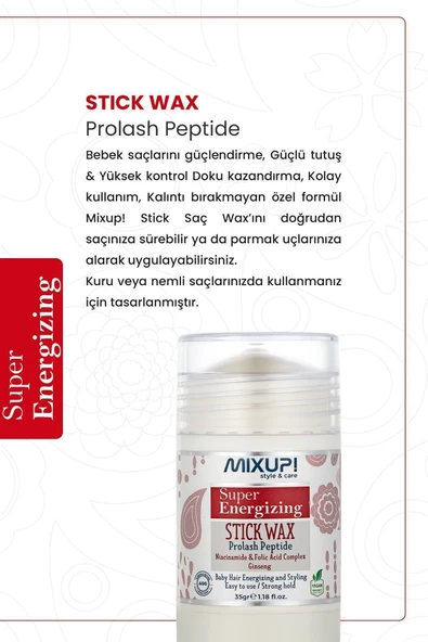 Mixup Hair Stick Wax 35 gr Super Energizing - Resim 2