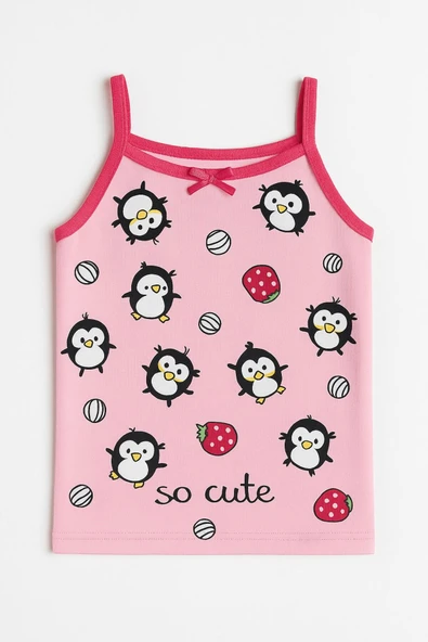 Kız Çocuk İp Askılı Atlet 6'lı Set Emprime Desenli Pamuklu - Resim 6