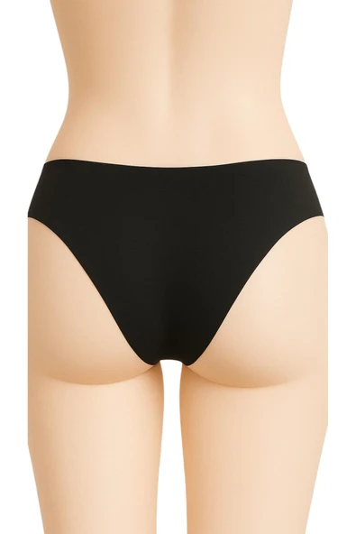 Kadın Bikini Külot 3'lü Set Siyah Renk Dikişsiz Lazer Kesim Bel Lastikli - Resim 3