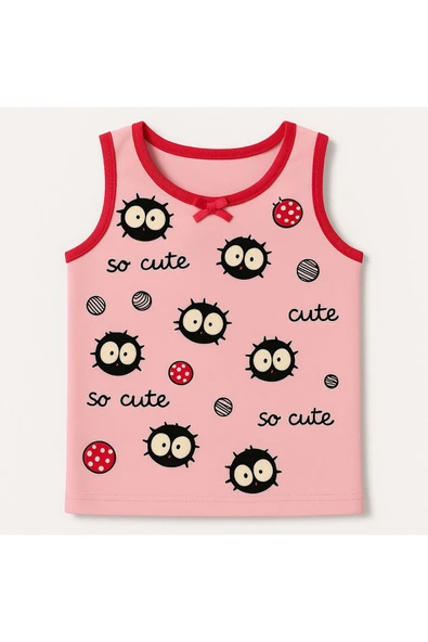 Kız Çocuk Emprime Desenli Pamuklu Atlet 6'lı Set - Resim 4
