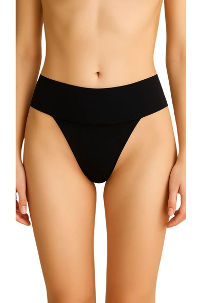 Kadın Tanga Külot 3'lü Set Dikişsiz Lazer Kesim, Ten,Siyah ve Beyaz Renk - Resim 5