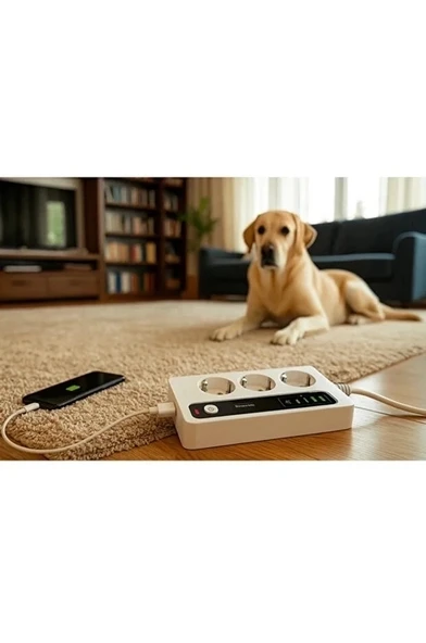 P10 3x Priz 3000w Akım Korumalı 4x Usb 2x Type-c Girişli Çoklu Priz - 4