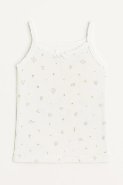 Kız Çocuk İp Askılı Atlet 6'lı Set Emprime Desenli Pamuklu - Resim 7