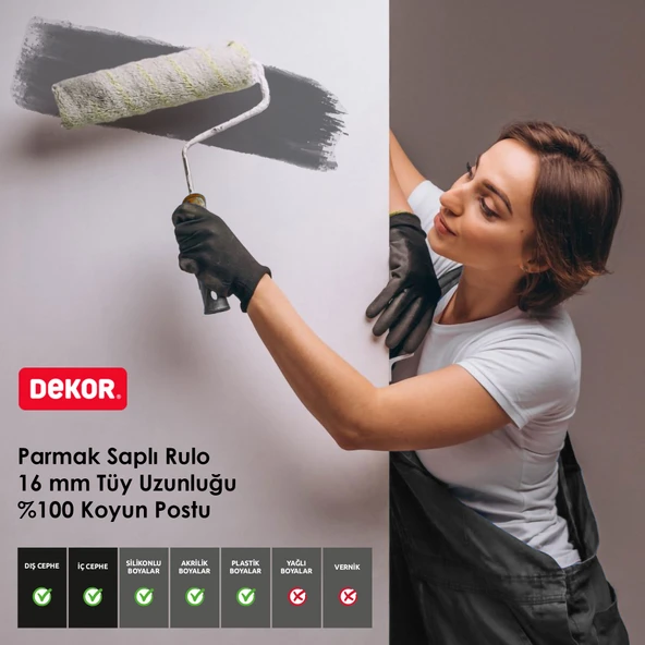 Pösteki 1035 5cm Orta Çap 16 mm Tüylü Parmak Saplı %100 Koyun Postu Boya Rulosu 20 cm - Resim 2