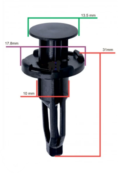 HYUNDAI KIA SSYANGYONG MAZDA SUBARU SUZUKI TOYOTA LEXUS DAIHATSU TAMPON KLİPSİ UZUN SAYK1306 12 ADET MARKA İLE UYUMLU - Resim 2