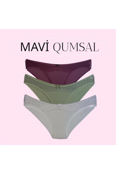 Önü Dantelli Ribana Bikini 3'lü Set ürün görseli