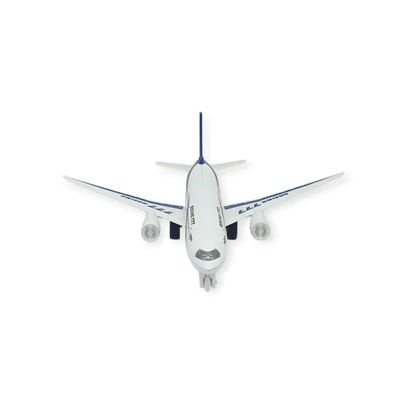 Çek Bırak Sesli Işıklı Metal Uçak - 180 - Mavi - Resim 3