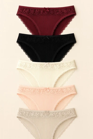 Beli Dantelli Bikini 5'li Set ürün görseli