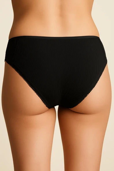 Ön Arka Ribana Dantel Şeritli Bikini 3'lü Set - Resim 3