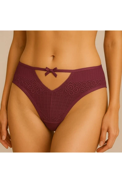 Ön V Dantelli Arka Delikli Ribana Bikini 6'lı Set - Resim 2