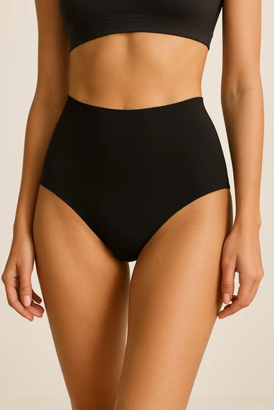 Kadın Yüksek Bel Dikişsiz Lazer Kesim Külot (beli Lastikli ) 3'lü Set - Resim 2