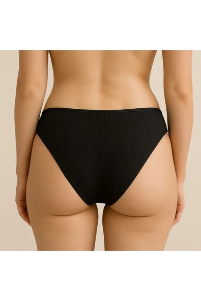 Ön V Dantelli Arka Delikli Ribana Bikini 3'lü Set - Resim 3