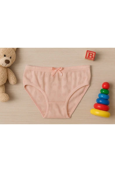 Kız Çocuk Jakarlı Bikini Külot 6'lı Set Rahat Esnek Kumaş Pembe,Beyaz ve Ten Rengi - Resim 2