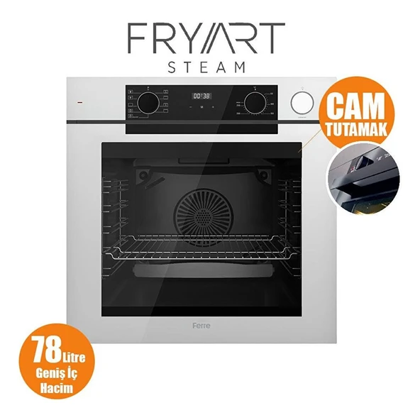 Ferre Steamart-Fryart-Silentart Serisi Beyaz Set (SC406-WFA + QEP64CB +D081-SA ) - Döküm Izgara / 65 cm Ocak - Resim 5