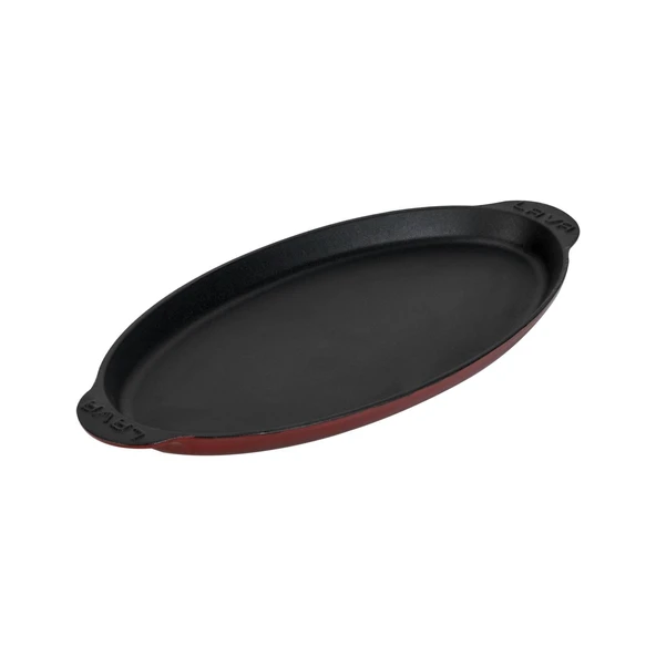 Lava Döküm Balık Tabağı Döküm Demir Yekpare Kulplu 15x29cm.-Bordo - 2