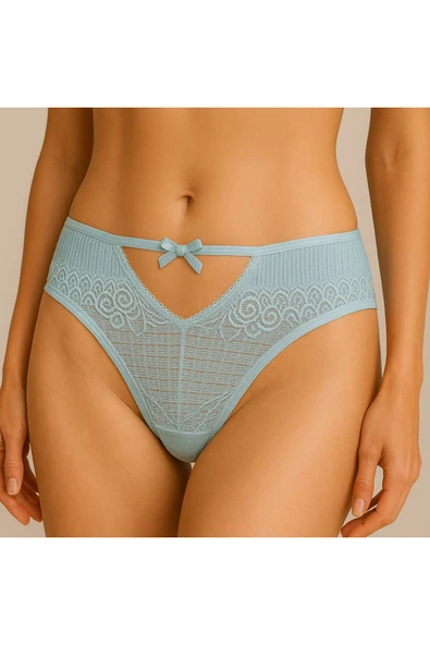 Ön V Dantelli Arka Delikli Ribana Bikini 6'lı Set - Resim 8