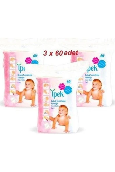 İpek Maxi Bebek Temizleme Pamuğu 60'lı 3 Paket ürün görseli