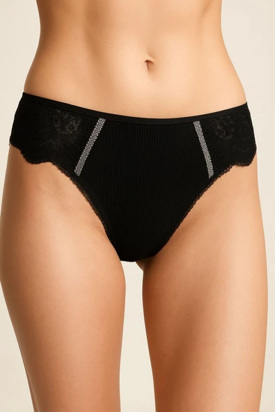 Ön Arka Ribana Dantel Şeritli Bikini 5'li Set - Resim 2