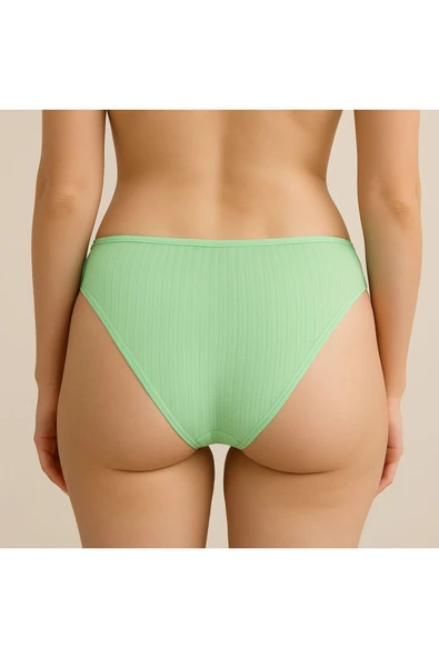 Ön V Dantelli Arka Delikli Ribana Bikini 3'lü Set - Resim 6