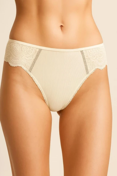 Ön Arka Ribana Dantel Şeritli Bikini 3'lü Set - Resim 6