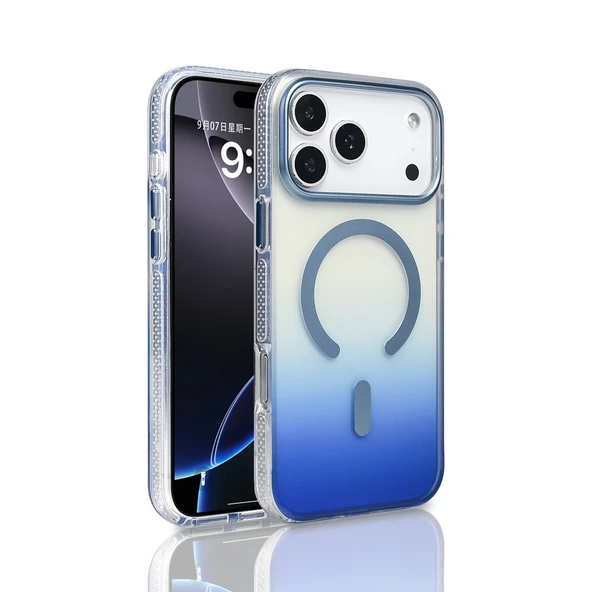 Apple iPhone 17 Pro Max Kılıf M-safe Şarj Özellikli Transparan Renk Geçişli Zr-Toros ürün görseli 1