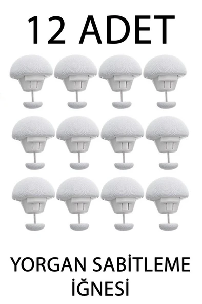 12 Adet Çarşaf Yorgan Kılıfı Sabitleme İğnesi Düğmeli Klipsi Sabitleyici Beyaz - Resim 2