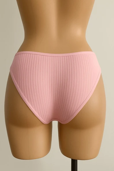 Ön V Dantelli Arka Delikli Ribana Bikini 3'lü Set - Resim 5