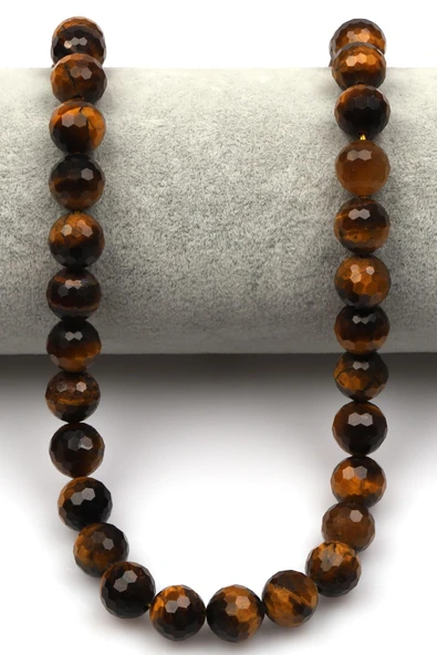 Kaplan Gözü (A Kalite) Doğaltaş Dizi 10 mm Fasetli Küre Kesim - Resim 2